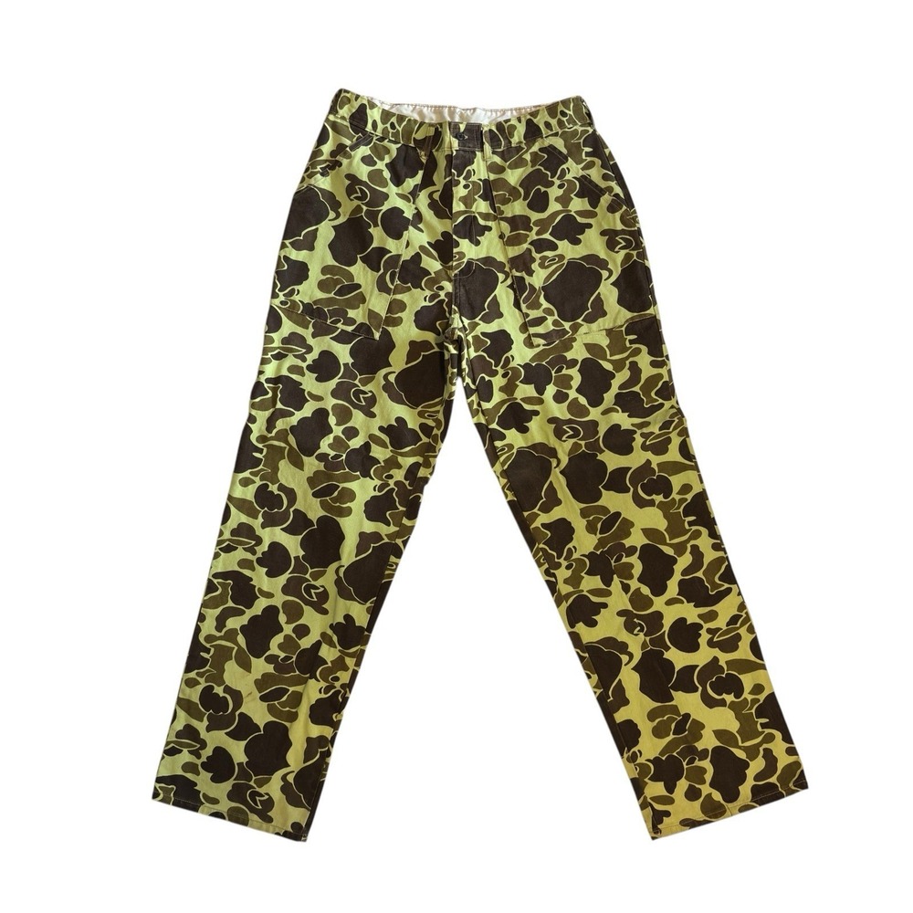 Vintage Duck Bay Hunting Pants Trousers Size Medium CamoStraight Green 30x30‎